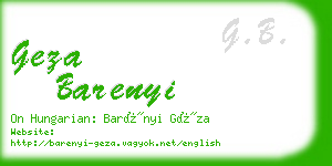 geza barenyi business card